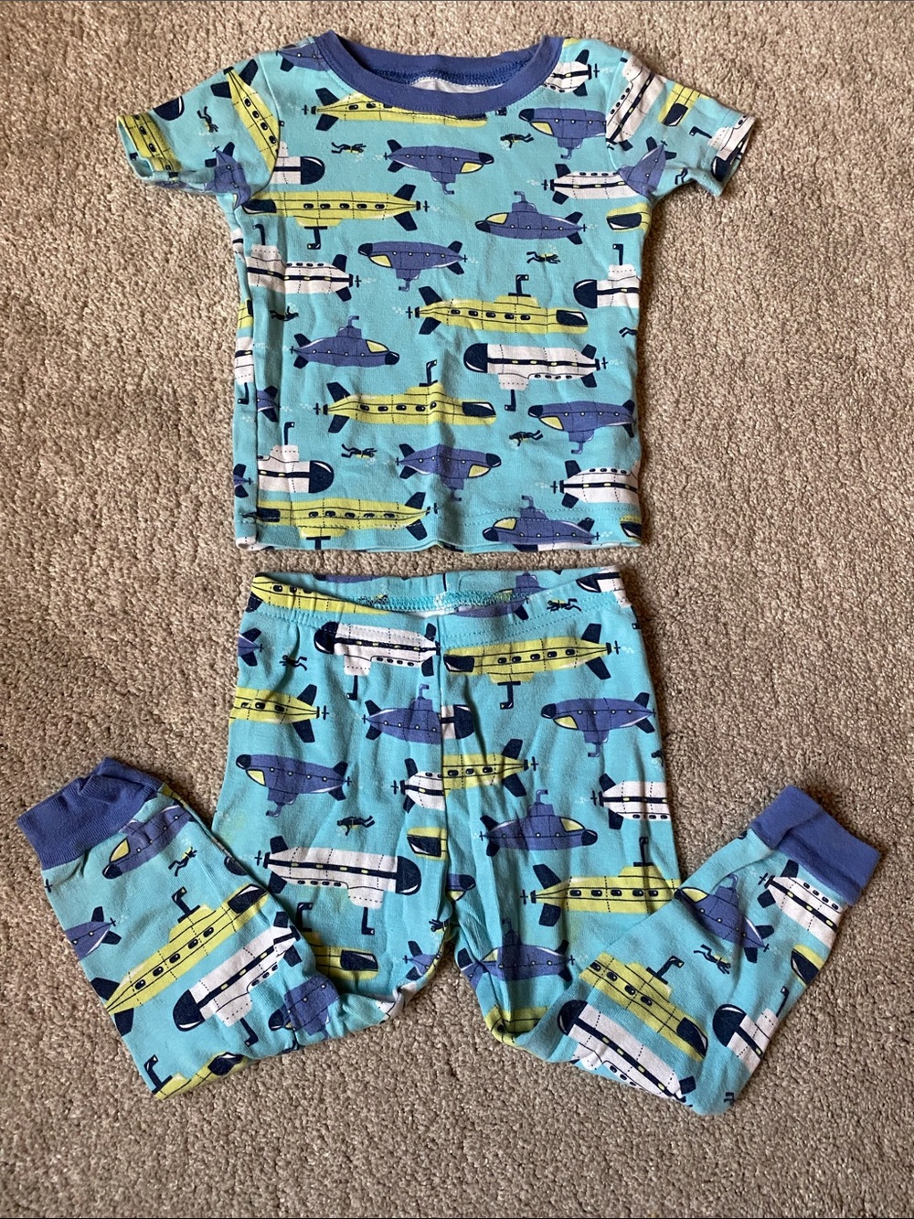 Carter’s 18 Month Blue Submarine Print Kids Pajama Set